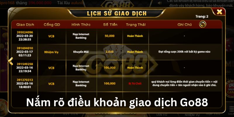 Hiểu rõ điều khoản rút tiền Go88